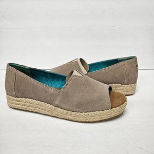 TOMS Open Toe Platform Alpargata, Desert Taupe Suede